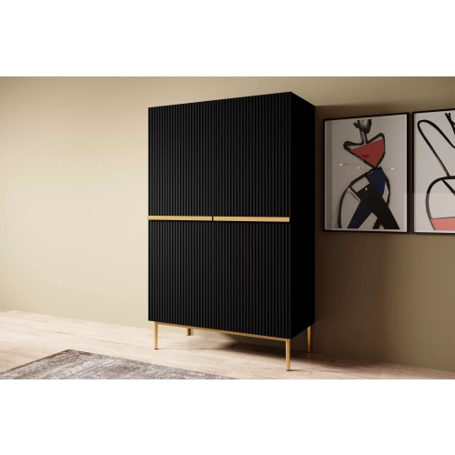 Kredens Szafka Nicole 100 cm - czarny mat / złote nóżki